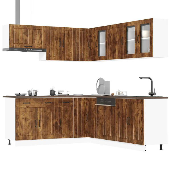 11-tlg Küchenschrank Set Räuchereiche