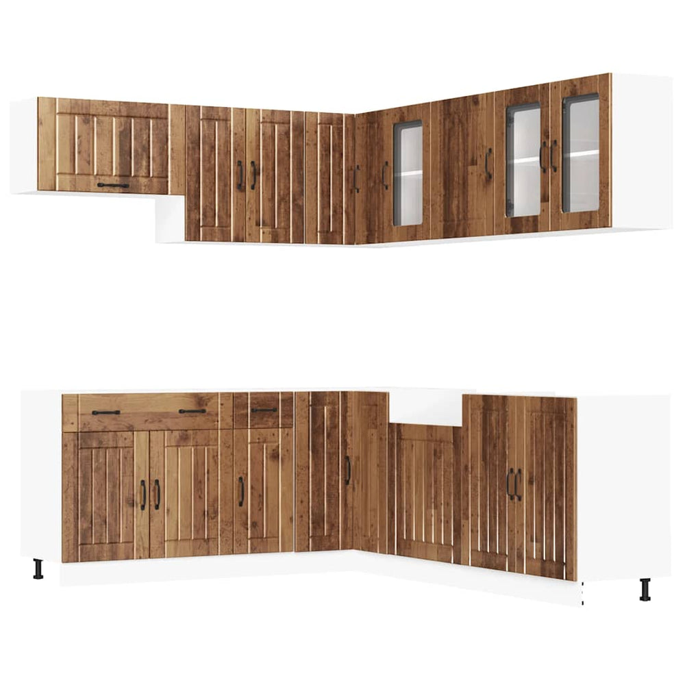 11-tlg. Küchenschrank Set Altholz-Optik