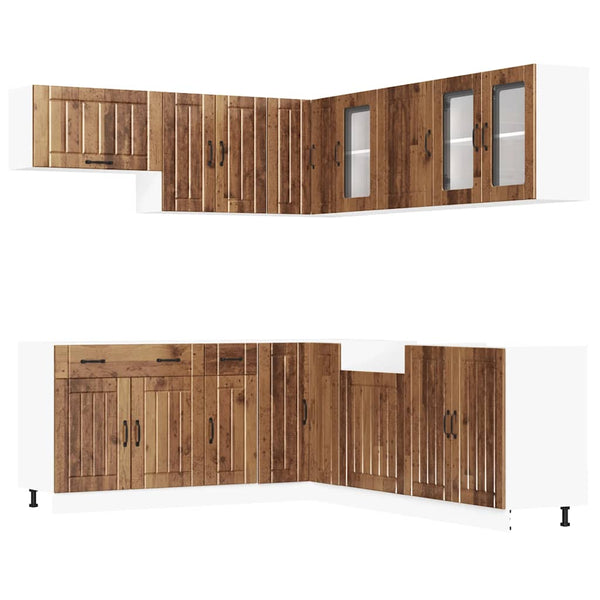 11-tlg. Küchenschrank Set Altholz-Optik