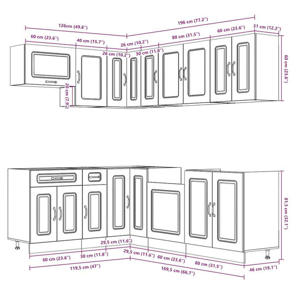 11-tlg. Küchenschrank Set Altholz-Optik