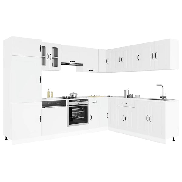 14-tlg Küchenschrank Set Weiß