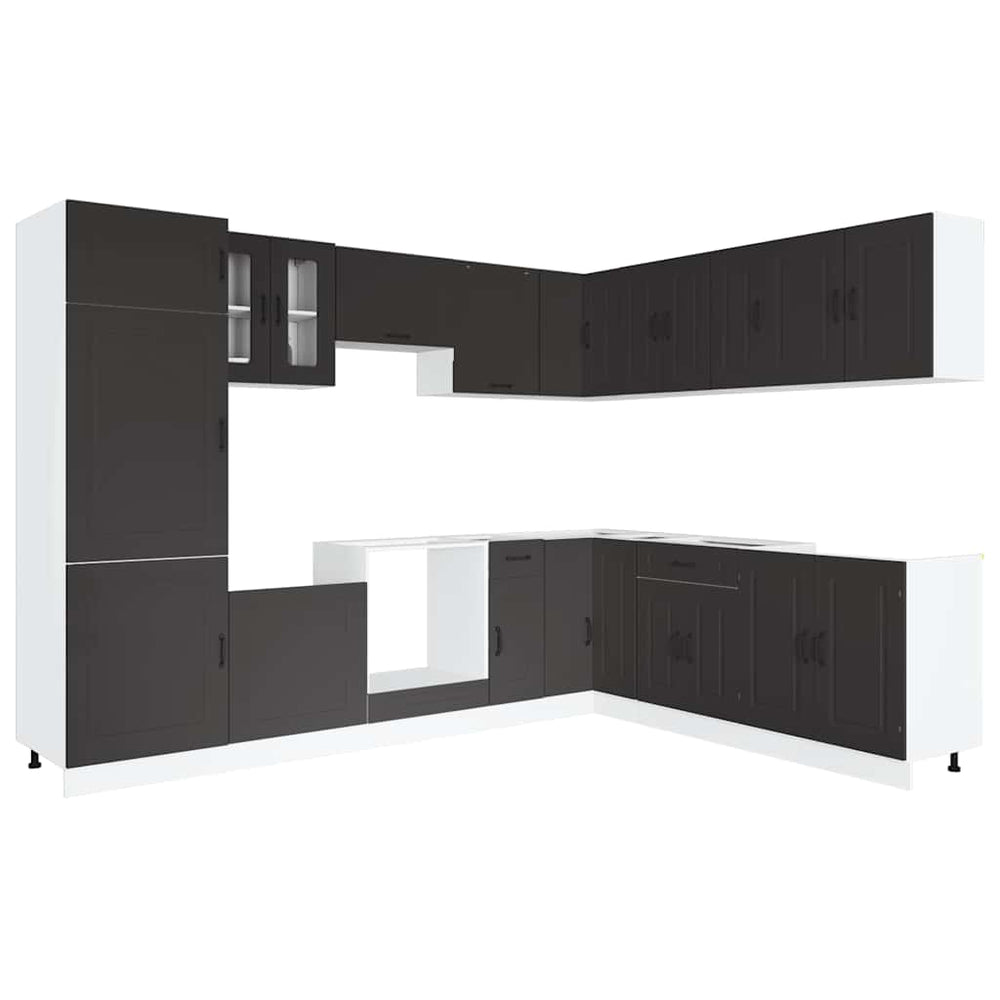 14-tlg Küchenschrank Set Schwarz