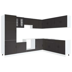 14-tlg Küchenschrank Set Schwarz