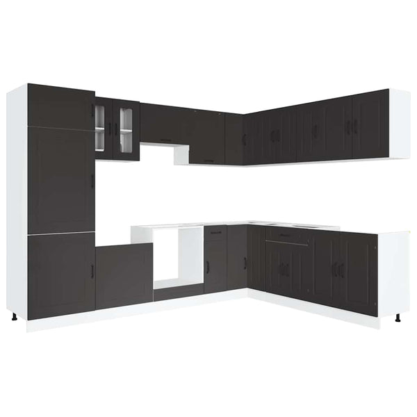 14-tlg Küchenschrank Set Schwarz