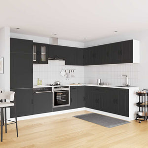14-tlg Küchenschrank Set Schwarz
