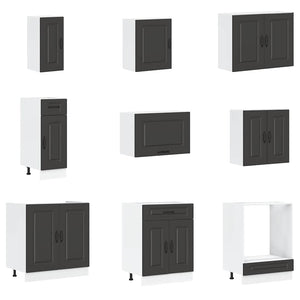 14-tlg Küchenschrank Set Schwarz