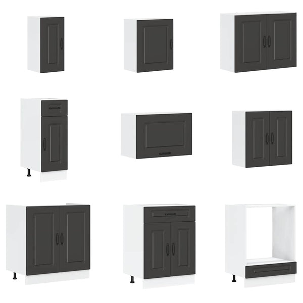 14-tlg Küchenschrank Set Schwarz