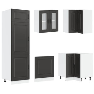 14-tlg Küchenschrank Set Schwarz