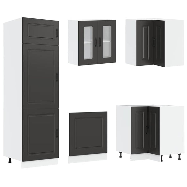 14-tlg Küchenschrank Set Schwarz