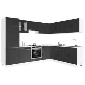 14-tlg Küchenschrank Set Schwarz