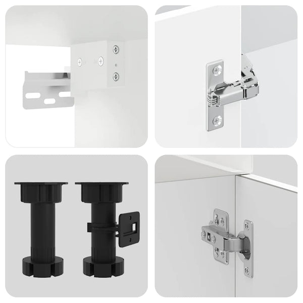 14-tlg. Küchenschrank Set Hochglanz Weiß