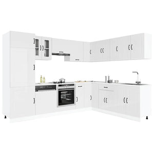 14-tlg. Küchenschrank Set Hochglanz Weiß
