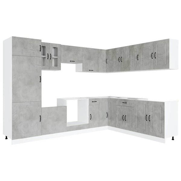 14-tlg Küchenschrank-Set Betongrau