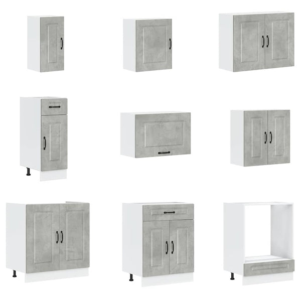 14-tlg Küchenschrank-Set Betongrau