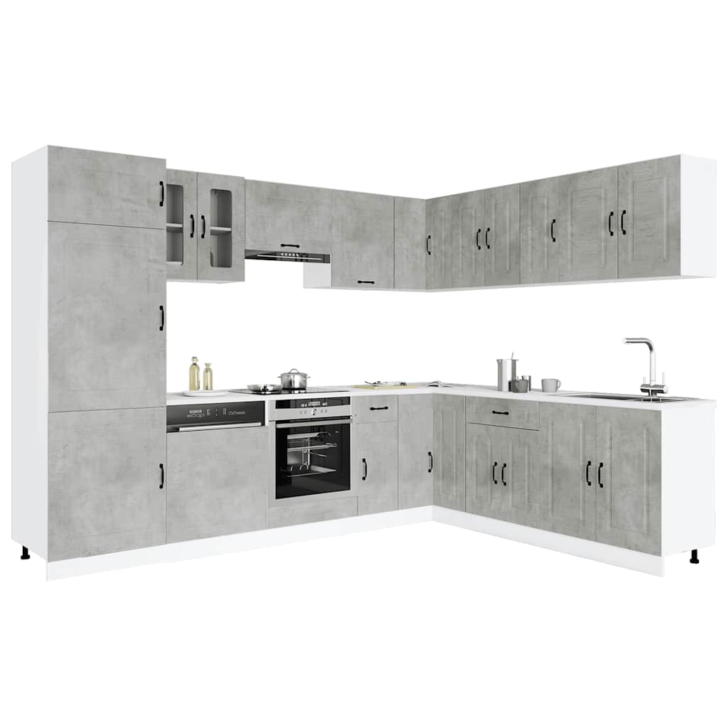 14-tlg Küchenschrank-Set Betongrau