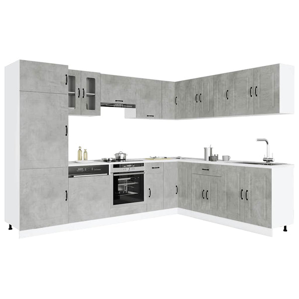 14-tlg Küchenschrank-Set Betongrau