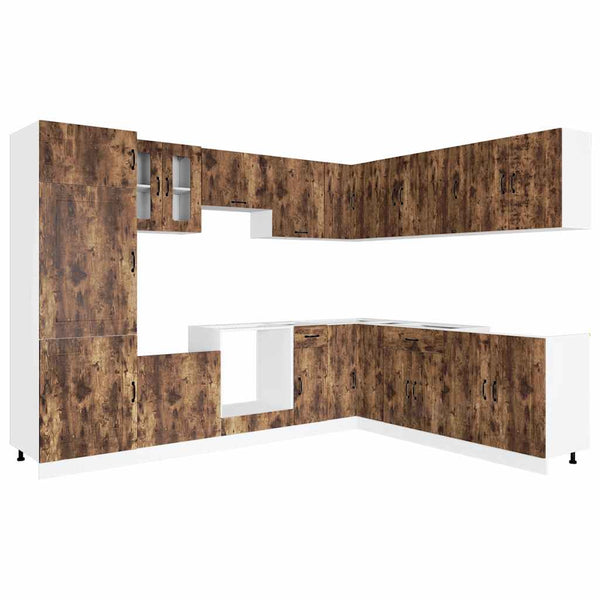 14-tlg Küchenschrank Set Räuchereiche