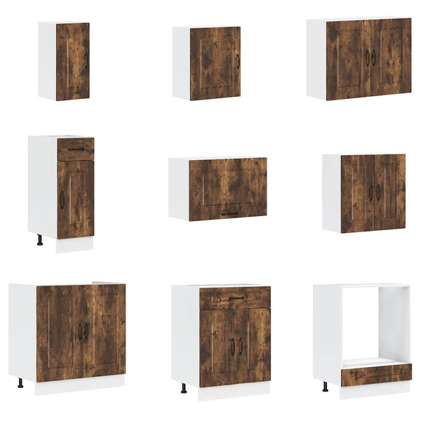 14-tlg Küchenschrank Set Räuchereiche