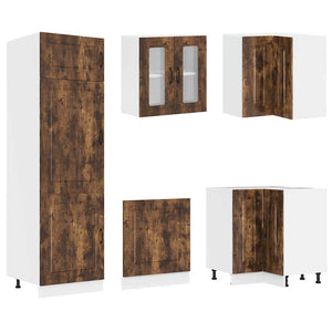 14-tlg Küchenschrank Set Räuchereiche