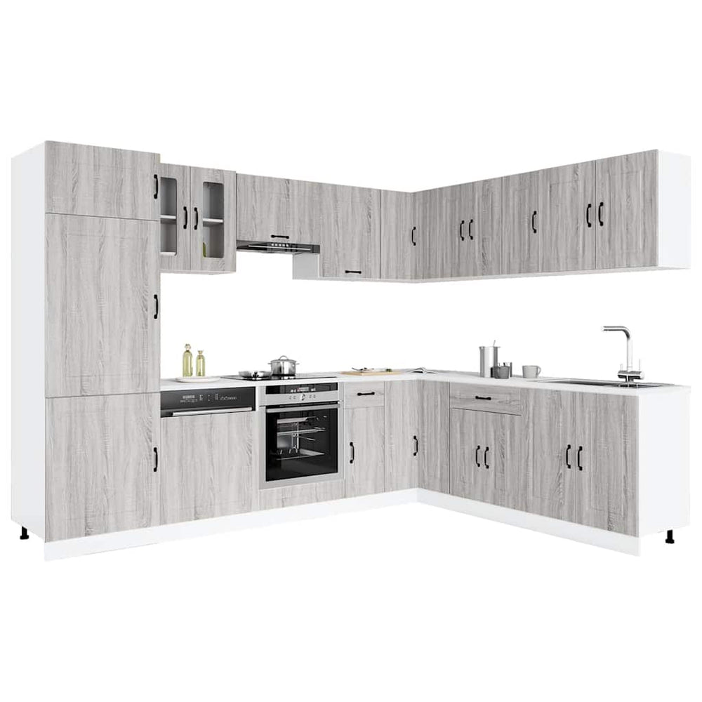 14-tlg Küchenschrank Set Grau Sonoma
