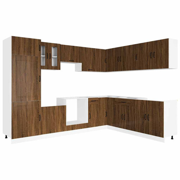 14-tlg. Küchenschrank-Set Braun Eichen-Optik