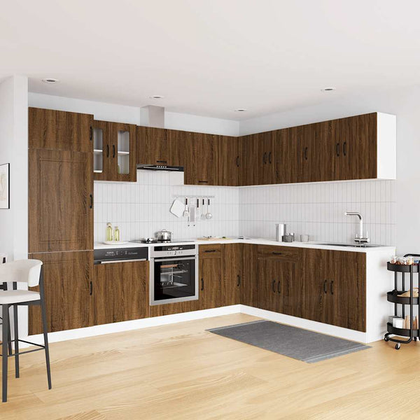 14-tlg. Küchenschrank-Set Braun Eichen-Optik