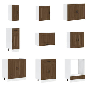 14-tlg. Küchenschrank-Set Braun Eichen-Optik