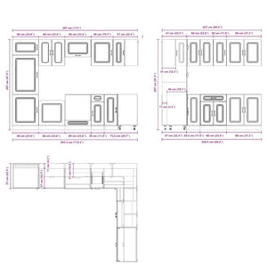 14-tlg. Küchenschrank-Set Braun Eichen-Optik