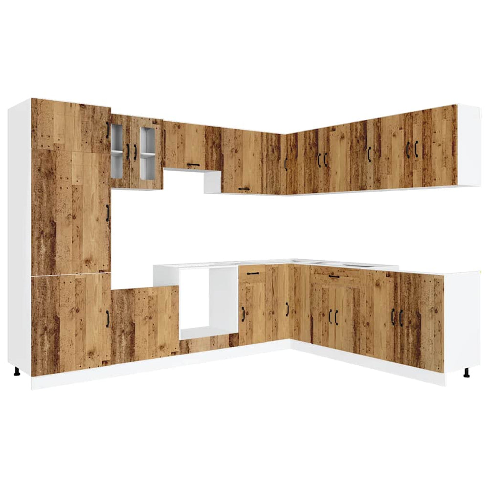 14-tlg. Küchenschrank-Set Kalmar Altholz-Optik
