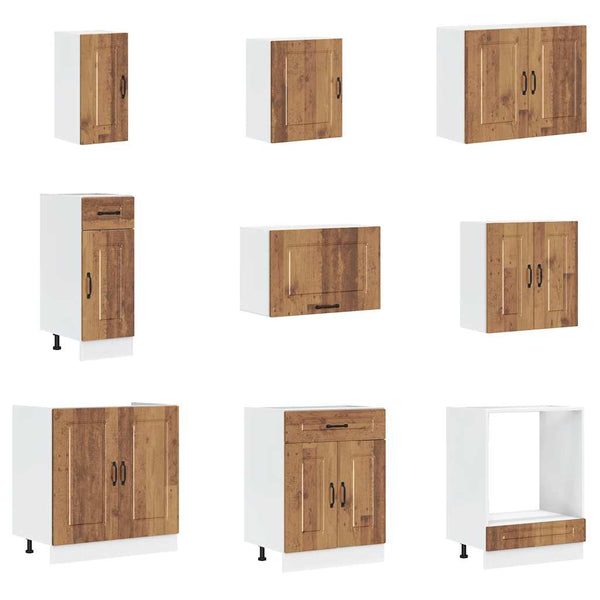 14-tlg. Küchenschrank-Set Kalmar Altholz-Optik