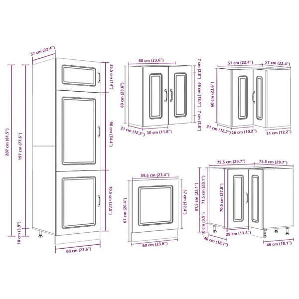 14-tlg. Küchenschrank-Set Kalmar Altholz-Optik
