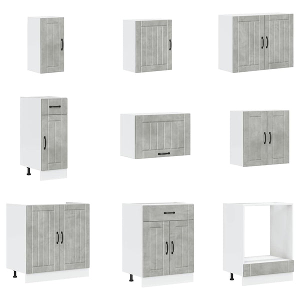 14-tlg Küchenschrank Set Betongrau