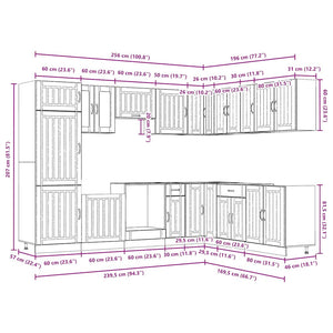 14-tlg Küchenschrank Set Betongrau