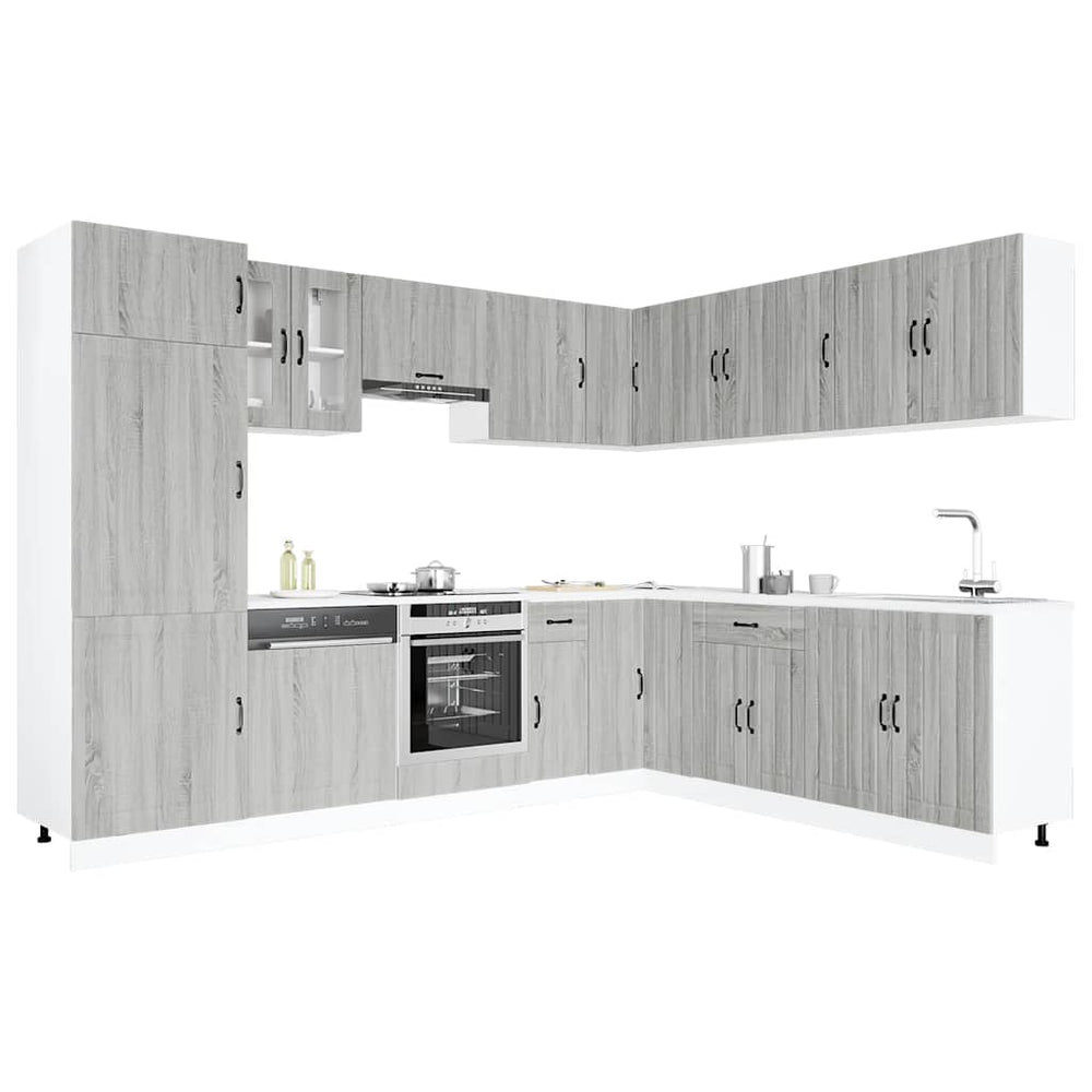14-tlg Küchenschrank Set Grau Sonoma