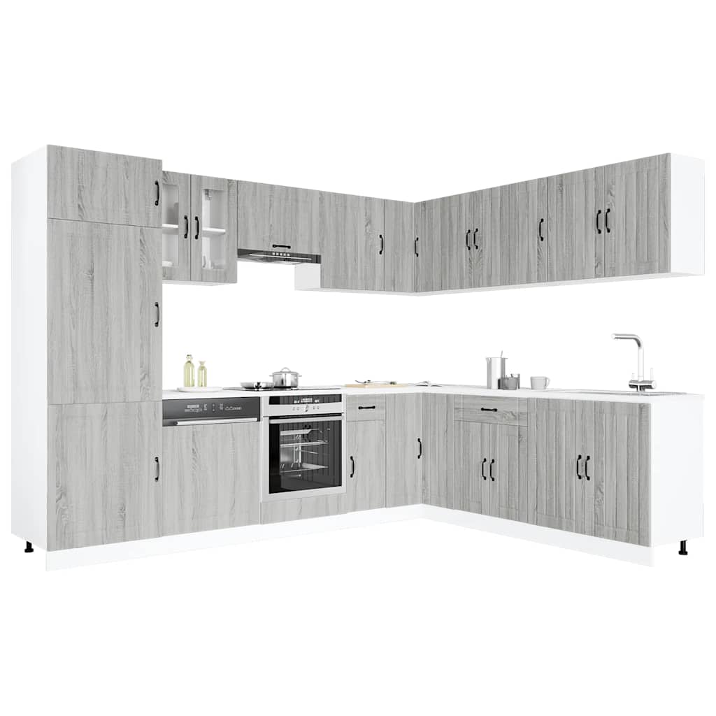 14-tlg Küchenschrank Set Grau Sonoma