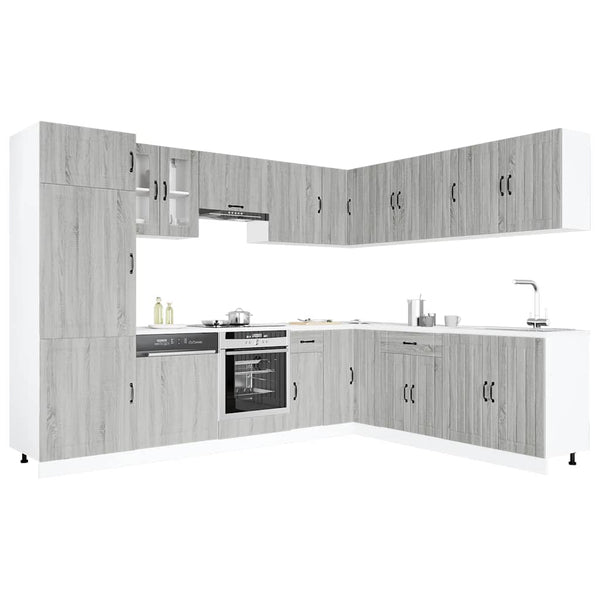 14-tlg Küchenschrank Set Grau Sonoma