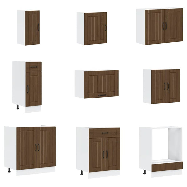 14-teiliges Küchenschrank-Set Lucca Eiche Braun