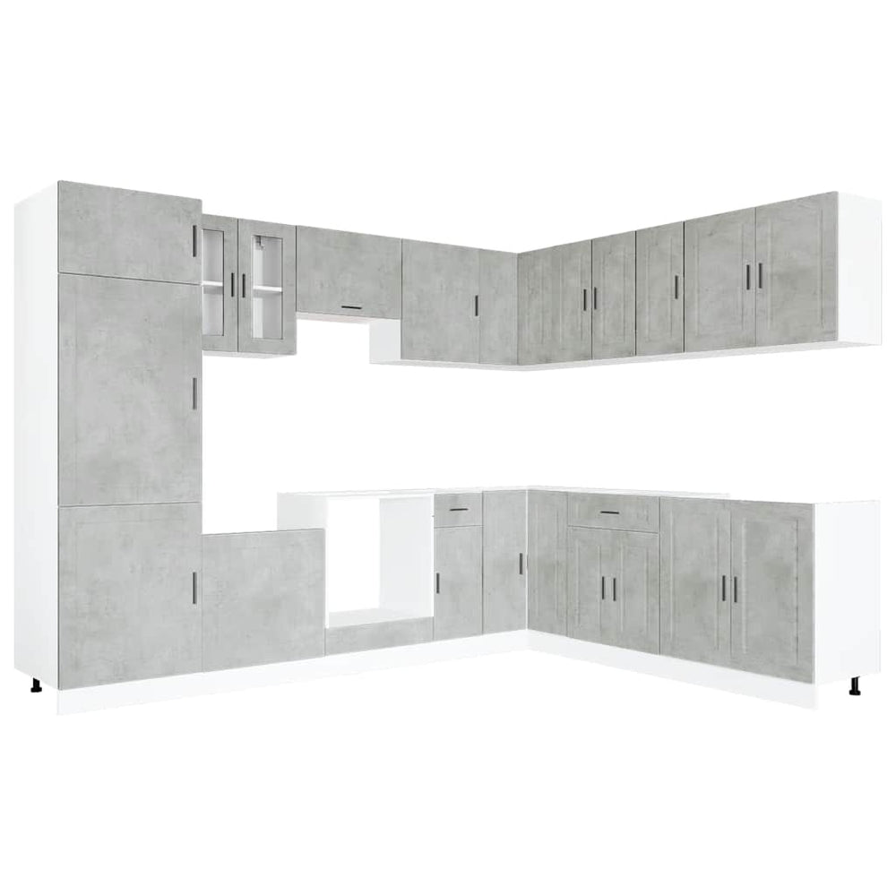 14-tlg Küchenschrank Set Betongrau