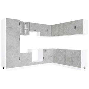 14-tlg Küchenschrank Set Betongrau