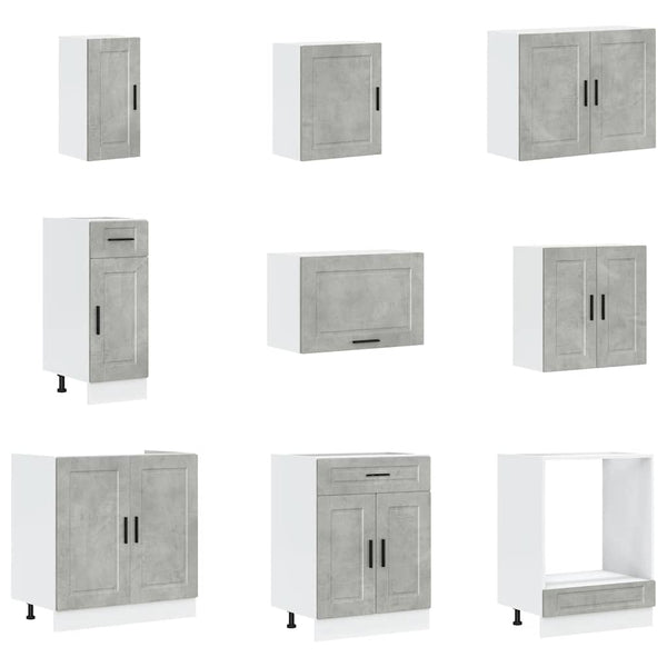 14-tlg Küchenschrank Set Betongrau