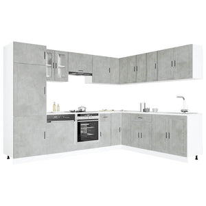14-tlg Küchenschrank Set Betongrau