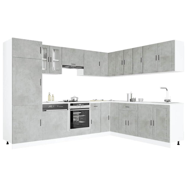 14-tlg Küchenschrank Set Betongrau