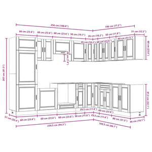 14-teiliges Küchenschrank-Set Räuchereiche