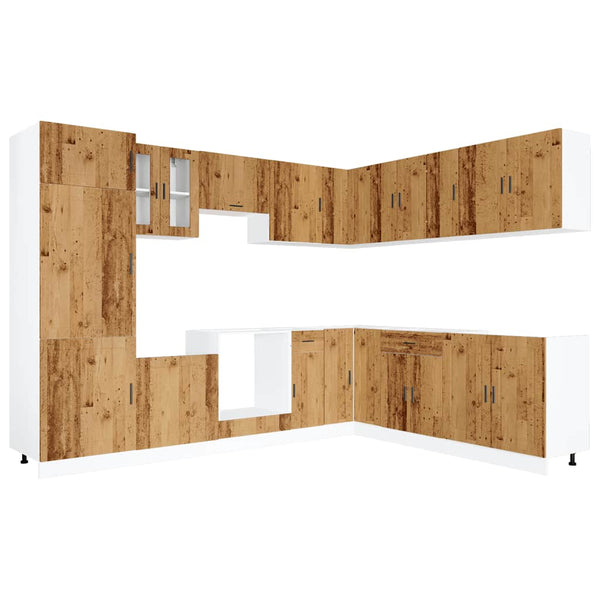 14-tlg. Küchenschrank-Set Altholz-Optik