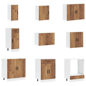 14-tlg. Küchenschrank-Set Altholz-Optik