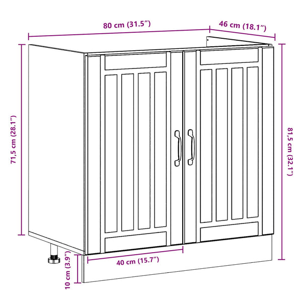 Waschbeckenunterschrank Lucca Schwarz 2er-Set