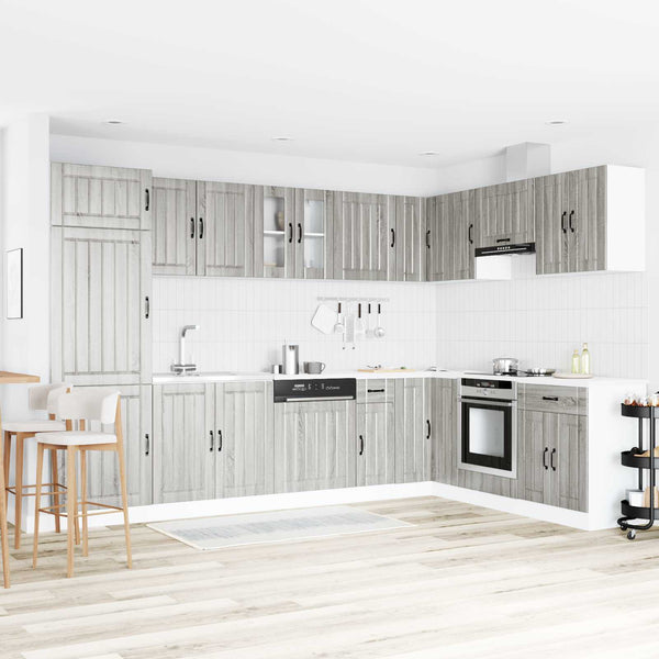 Waschbeckenunterschrank Lucca 2er-Set Grau Sonoma