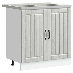 Waschbeckenunterschrank Lucca 2er-Set Grau Sonoma