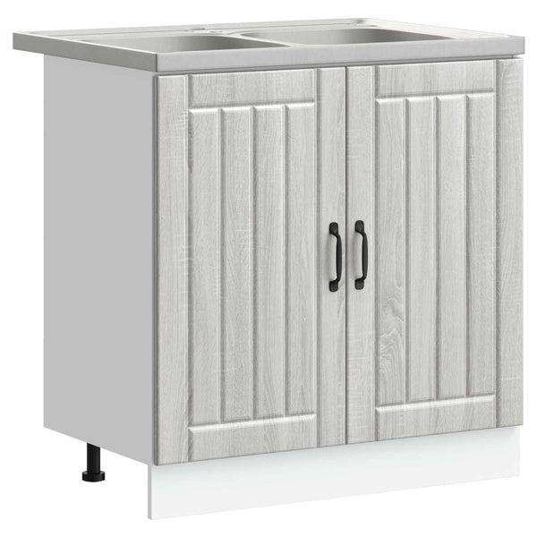 Waschbeckenunterschrank Lucca 2er-Set Grau Sonoma