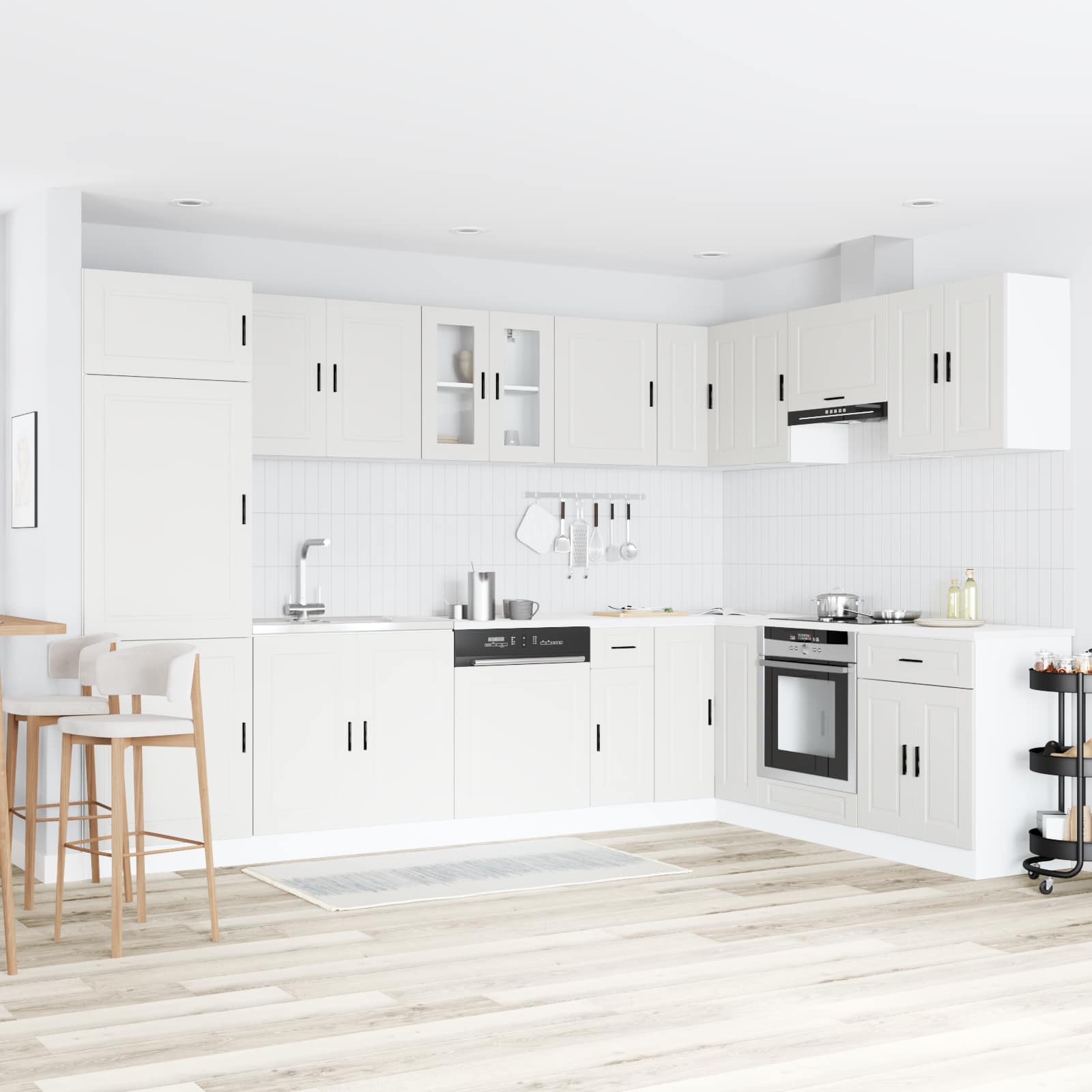 Weißer Waschbeckenunterschrank Porto, 2er-Set